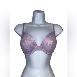Victoria's Secret PINK purple leopard print lace wear everywhere t shirt bra